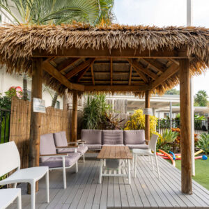 Poolside cabana at Cocos Holiday Apartments, Trinity Beach