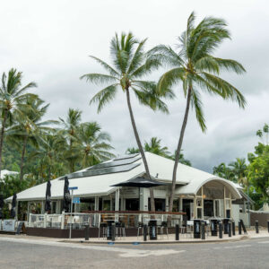 Restaurant with palm trees